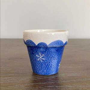 Blue Snowflake Ceramic Planter